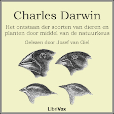 Voorkant van het boek: Het Ontstaan Der Soorten, door Charles Darwin. Het luisterboek.